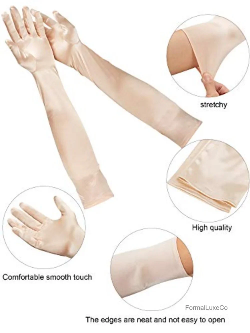 6 Pack Long Satin Gloves Vintage Opera Length Evening Gloves